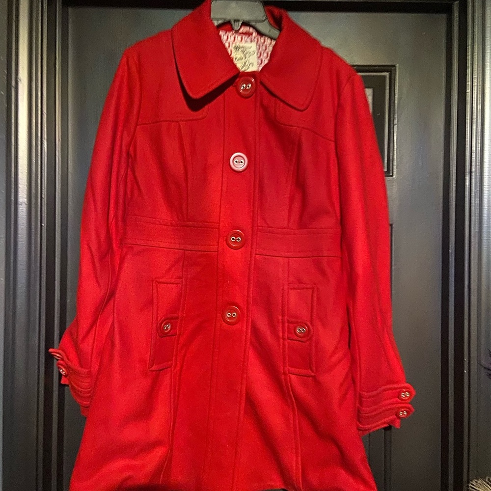 red tulle coat